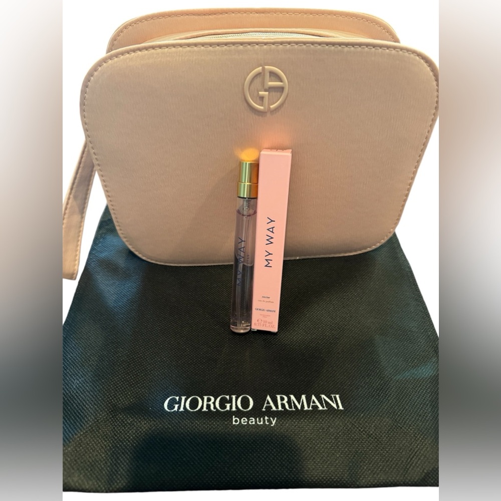 Giorgio Armani cosmetic bag and MY WAY travel size.